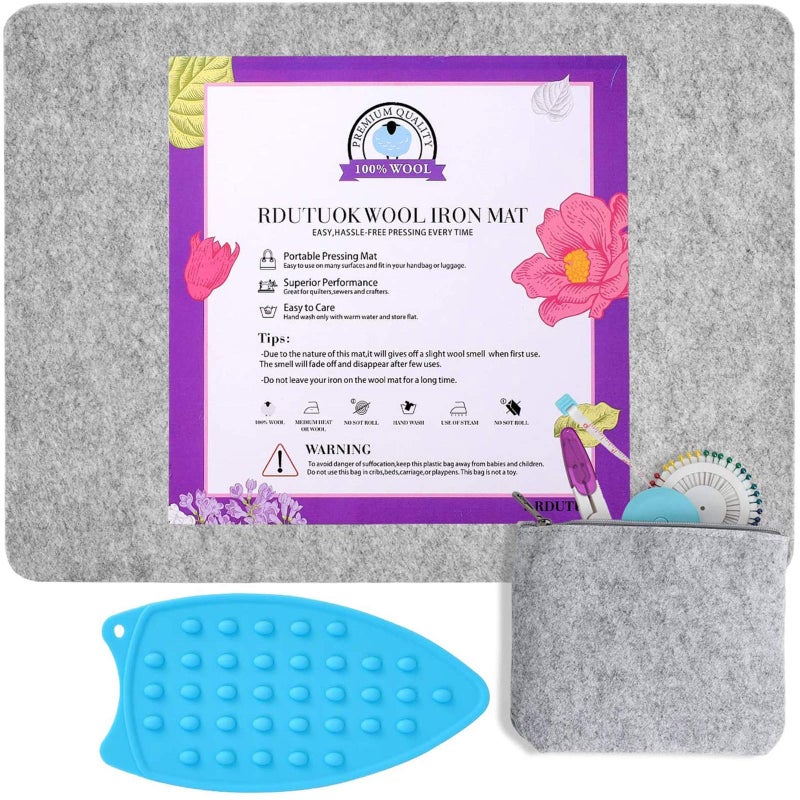 Rdutuok 17"x13.5" Wool Pressing Mat 100% New Zealand Felted Wool Ironing Mat Pad for Quilter, Sewing, Quilting Supplies and Notions - Image 1